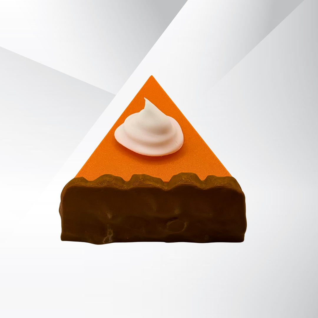 The back view of a pumpkin pie light with the light turned off on a white and silver background.