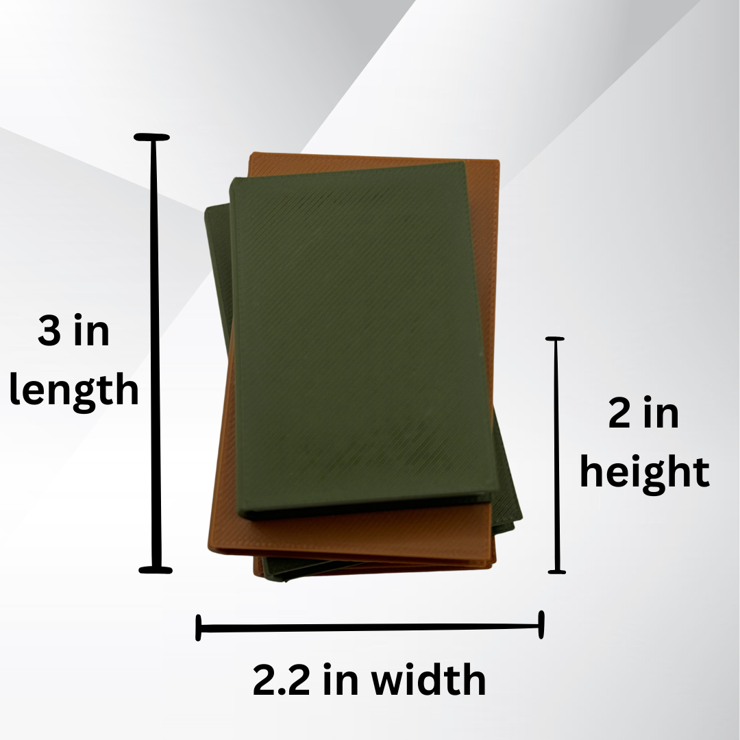 Dimensions of the cozy brown and green light up book stack on a white and silver background.