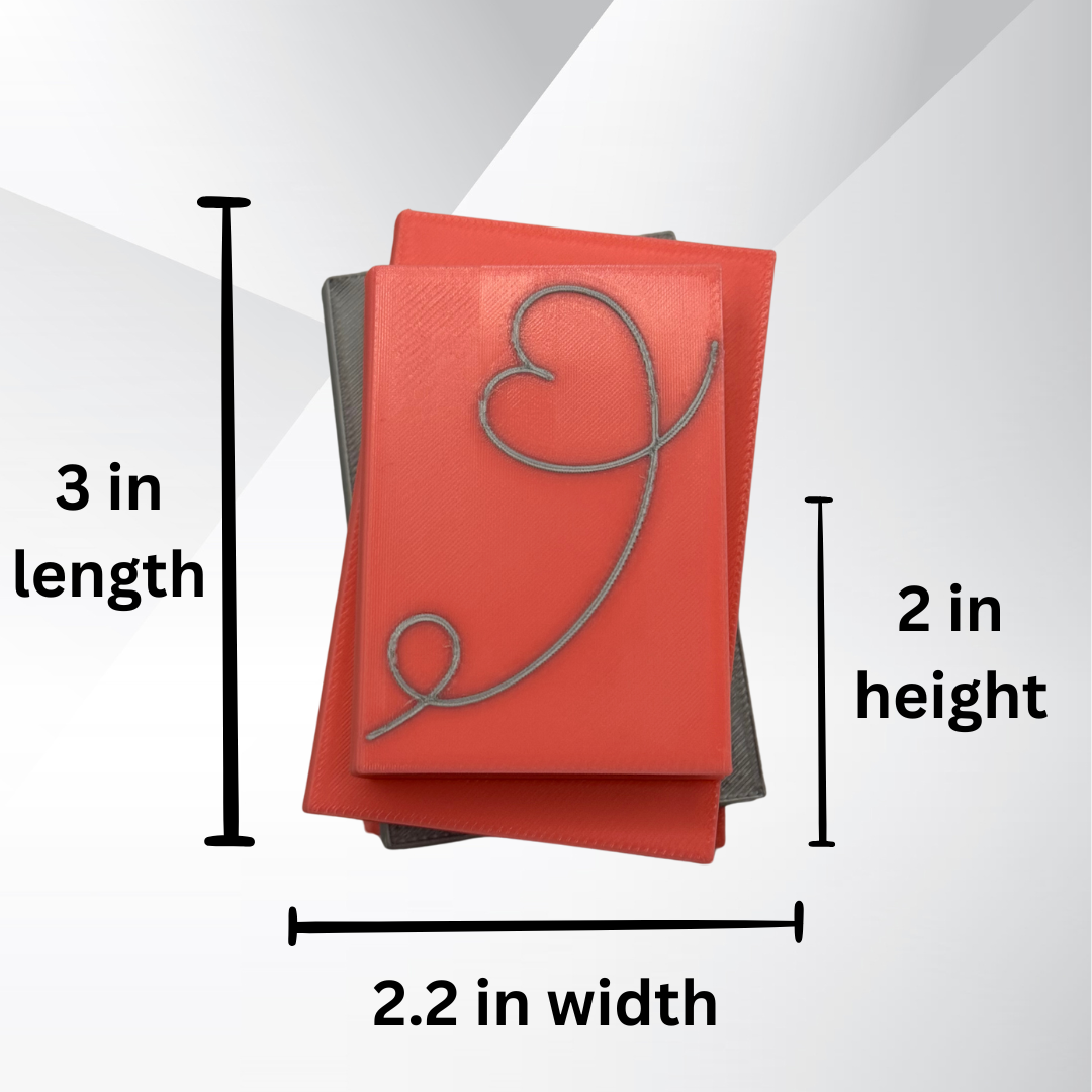 Dimensions of the romance novel light up book stack on a white and silver background.