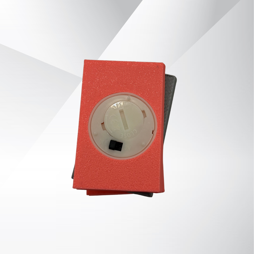 The bottom view of the romance novel light up book stack showing the on and off switch and where the batteries can be replaced on a white and silver background.