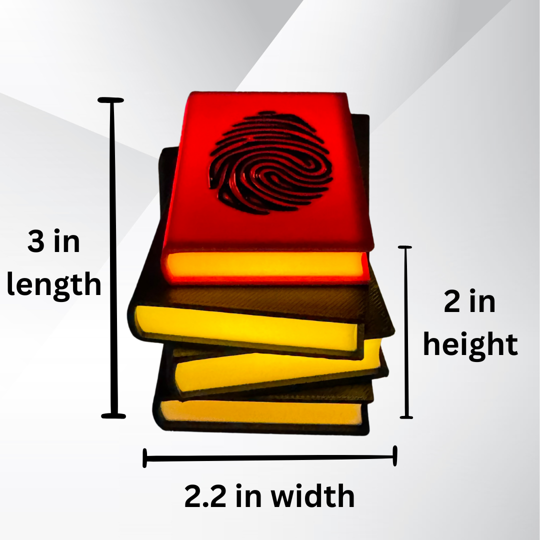 A view of the true crime book light's dimensions.