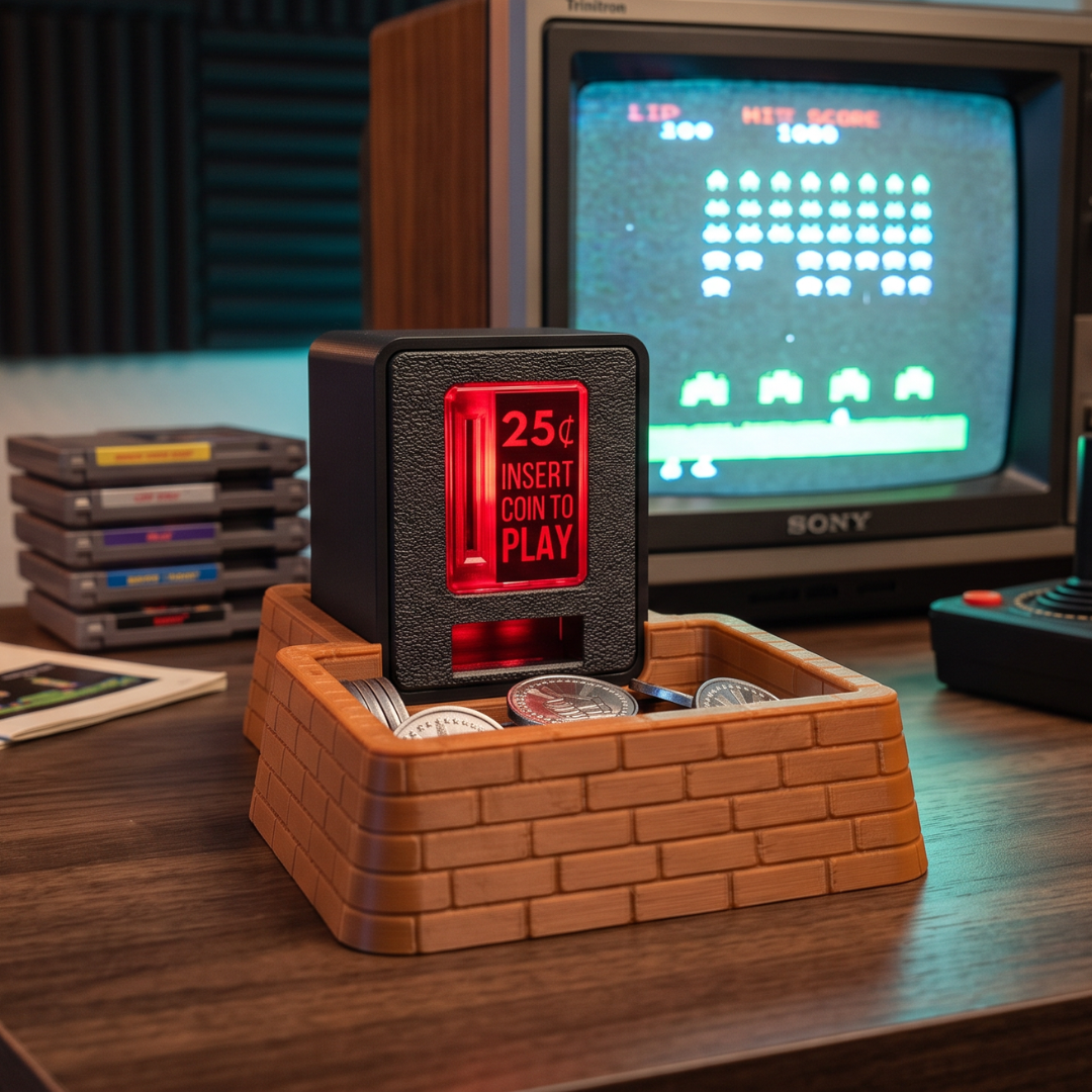 Brick Coin Tray for Insert Coin Cube – External Token & Quarter Storage