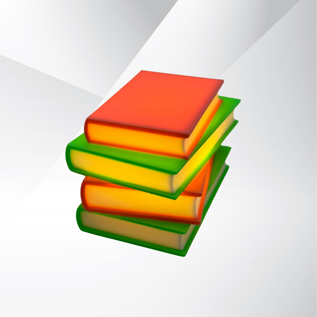 Front view of the Neon Y2K light up stack of books on a white and silver background.