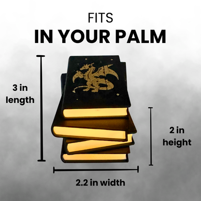 A view of the fantasy dragon book light's dimensions.