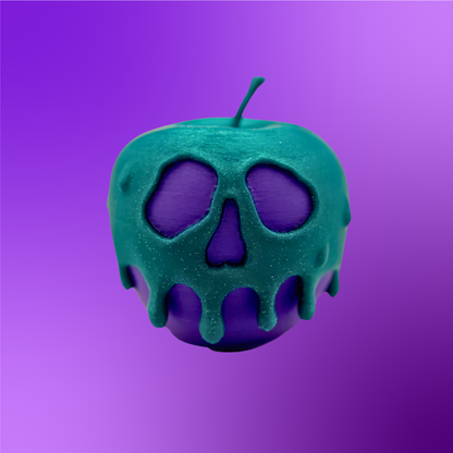The front view of a poison candy apple light with the light turned off on a purple background.