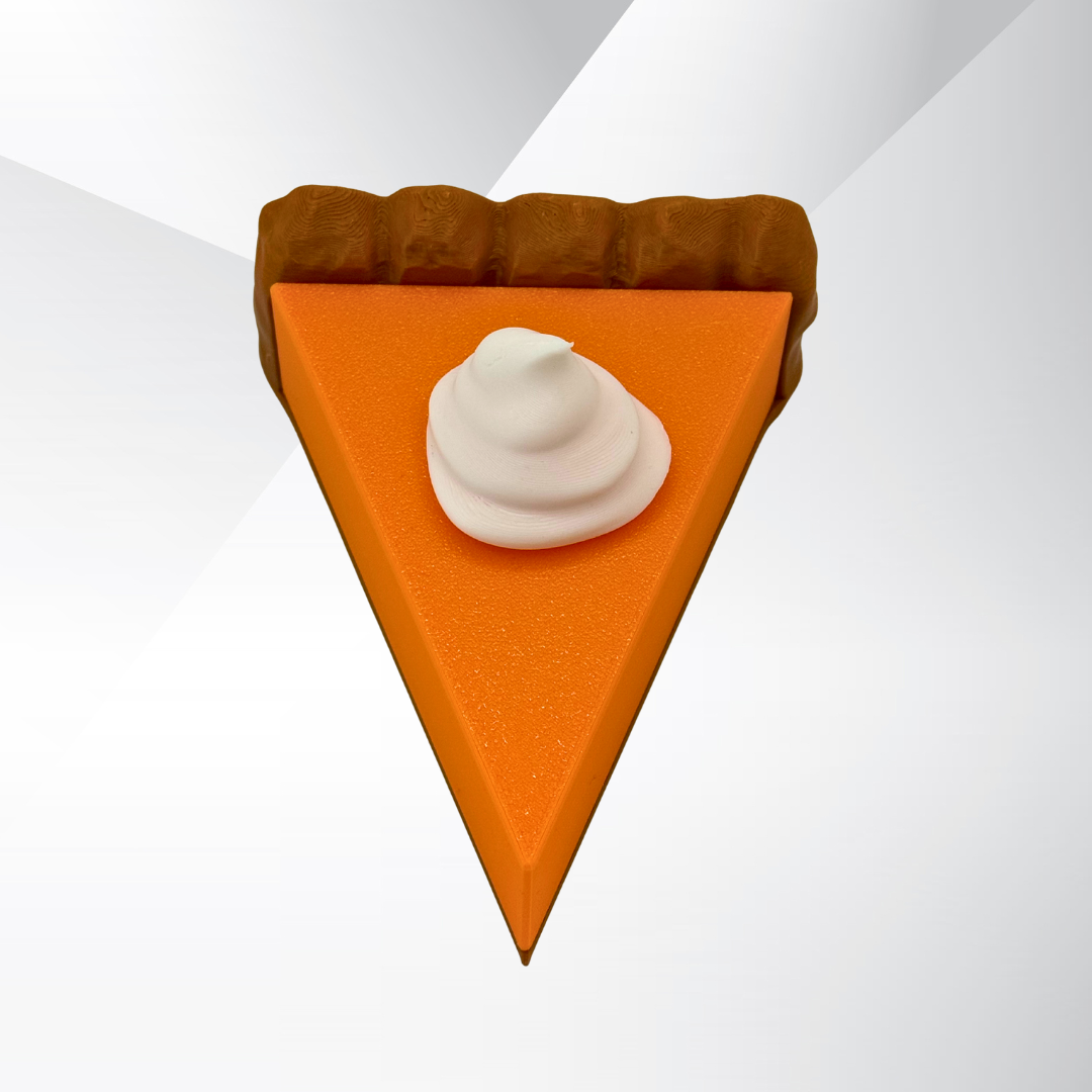 Top view of the whipped cream on the pumpkin pie light.