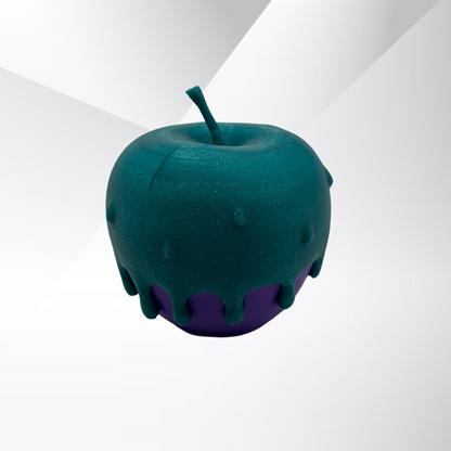The back view of a poison candy apple light with the light turned off on a white and silver background.