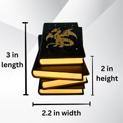 A view of the fantasy dragon book light's dimensions.