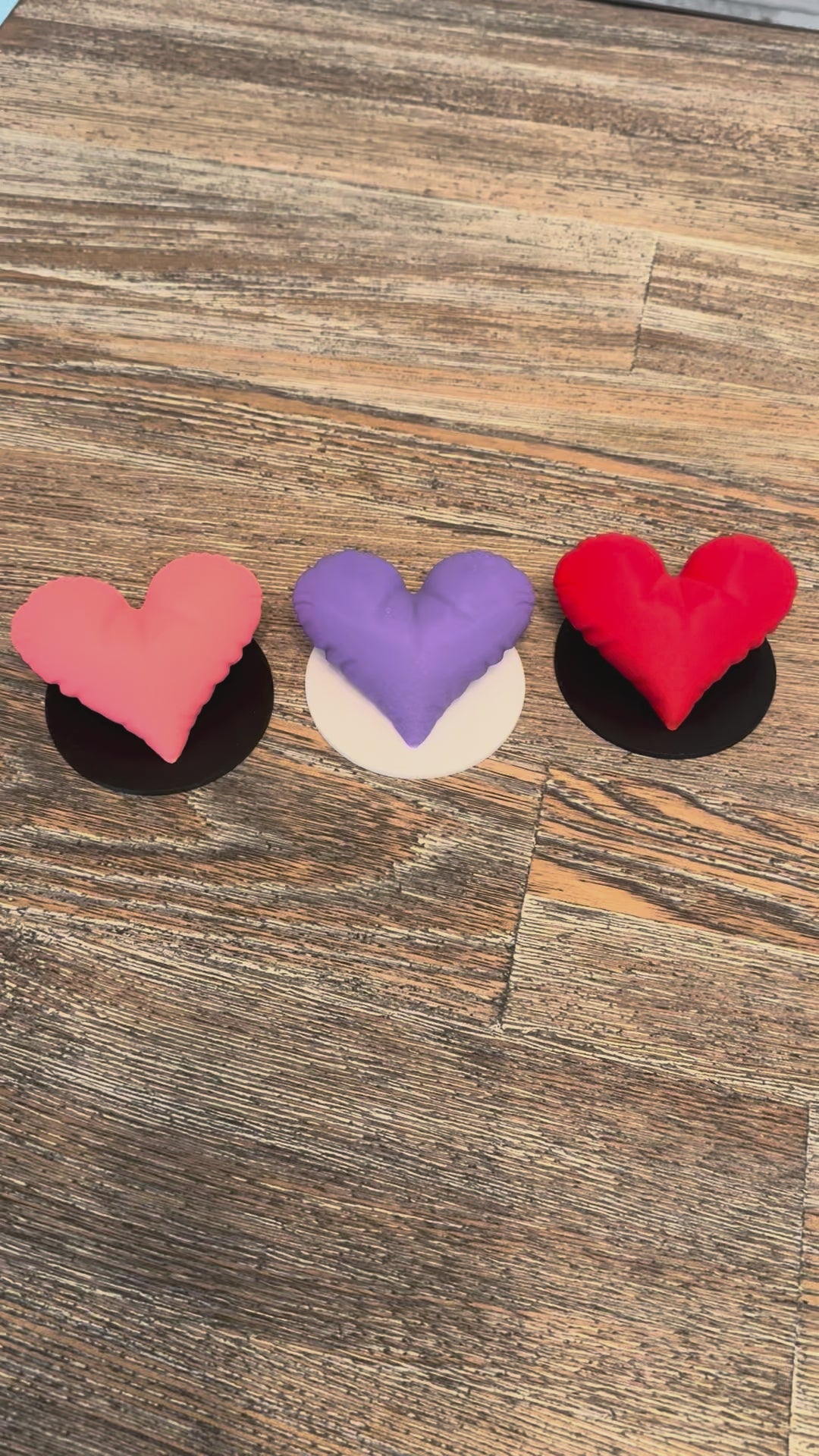 Video showing the three heart sculptures close up and their size.