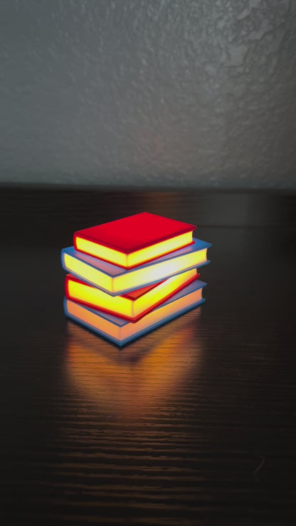 Tiny Brights: Light Up Stack of Books | Red and Blue | Bookshelf & Book Nook Decor